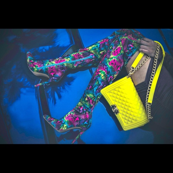 OVER THE KNEE SNAKE BOOTS MULTICOLOL FOR WOMEN'S - Picture 5 of 8